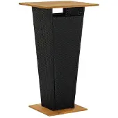 vidaXL Bartafel, zwart, 60x60x110 cm, polyrotan en massief acaciahout