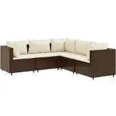 vidaXL 6-delige Loungeset met kussens poly rattan bruin