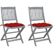 vidaXL Tuinstoelen 4 st inklapbaar met kussens massief acaciahout