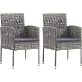vidaXL Tuinstoelen 4 st met donkergrijze kussens poly rattan grijs