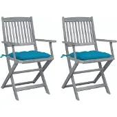 vidaXL Tuinstoelen 6 st inklapbaar met kussens massief acaciahout