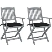 vidaXL Inklapbare stoelen 8 st met kussens massief acaciahout