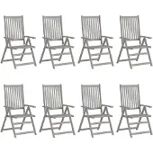 vidaXL Tuinstoelen 8 st verstelbaar massief acaciahout grijs