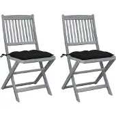 vidaXL Tuinstoelen 4 st inklapbaar met kussens massief acaciahout