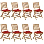 vidaXL Tuinstoelen 8 st inklapbaar met kussens massief acaciahout