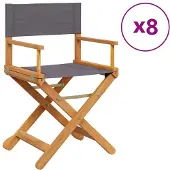 vidaXL Tuinstoelen 8 st inklapbaar stof donkergrijs
