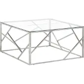 vidaXL Salontafel roestvrijstaal en gehard glas zilverkleurig