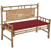 vidaXL Tuinbank met kussen, 120 cm, bamboe