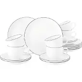 Seltmann Lido black line koffieservies 18-delig Wit met zwarte rand