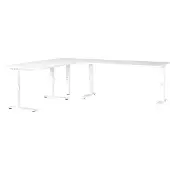 Germania Hoogteverstelbaar Hoekbureau Metaal, spaanplaat Wit C-Voet 2,400 x 2,000 x 910 mm