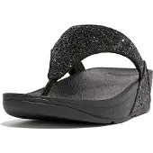 FitFlop Lulu Glitter Toe-Thongs PU Glitter Dames Slippers - Zwart Glitter