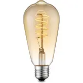 Home Sweet Home Edison Vintage LED filament lichtbron Drop - Amber - ST64 Spiraal - Retro LED lamp - 6.4/6.4/14cm - geschikt voor E27 fitting - Dimbaar - 4W 280lm 2700K - warm wit licht