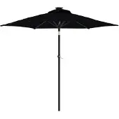 vidaXL Parasol met LED's en stalen paal 225x225x212 cm zwart