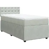 vidaXL Boxspring met matras fluweel lichtgrijs 90x200 cm