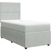 vidaXL Boxspring met matras fluweel lichtgrijs 90x200 cm