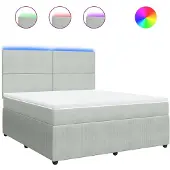 vidaXL Boxspringbed met matras, lichtgrijs, 180x200 cm, fluweel