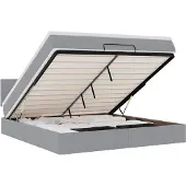 vidaXL Bed poef met matras en LED's 180x200 cm stof lichtgrijs