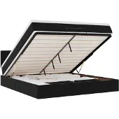vidaXL Ottoman bed met matras en LED's 180x200cm fluweel zwart