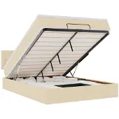 vidaXL Bed met matras 140x190 cm stof crèmekleurig