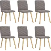 vidaXL Eetkamerstoelen 6 st stof taupe