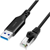 Logilink USB 3.2 Gen 1 (USB 3.0) Adapterkabel [1x USB 3.2 Gen 1 stekker A (USB 3.0) - 1x RJ45-stekker 8p8c] CU0402 2.00 m Textielmantel