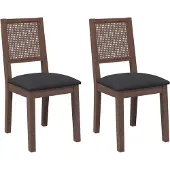 vidaXL Eetkamerstoelen met kussens 2 st massief hout rubber bruin