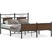 vidaXL Bedframe zonder matras bewerkt hout bruin eikenkleur 137x190 cm
