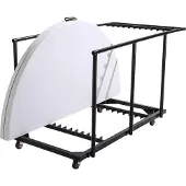 Oviala - 6 inklapbare ronde tafels van 180 cm en een transportkar - REKKEM