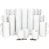 MamboCat Set van 48 EVENT stapelbare koffiemokken wit porselein 250 ml