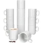 MamboCat Set van 12 EVENT stapelbare koffiemokken wit porselein 250 ml