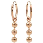 Karma Symbols oorbel Triple Chain Ball M2391 Rosé