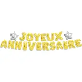 Autre - Joyeux Anniversaire goudkleurige letter ballon slinger