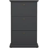 Ebuy24 Venedig schoenenkast met 3 klepdeuren mat grijs.