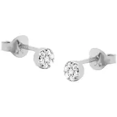 Karma Symbols oorbel zirconia disc M2505 Zilver