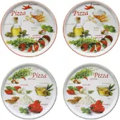 MamboCat Set van 4 pizzaborden Napoli Pizzafoods groen + rood 31cm