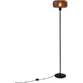 QAZQA Retro vloerlamp zwart met brons glas - Bizle