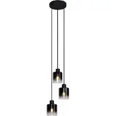 QAZQA Moderne hanglamp zwart met smoke glas 3-lichts - Dame