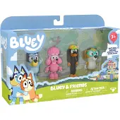 Bluey - 4 speelfiguren Vrienden: Bluey, Snickers, Coco en Honey - Speelfigurenset
