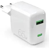 Puro Chargeur pour téléphone mobile Bloc secteur MiniPro USB-A + USB-C 65W Blanc