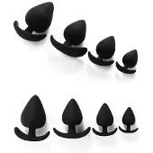 Kiotos - Siliconen Anker Buttplug Set - 4 Stuks - Zwart