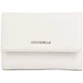 Coccinelle Leren Portemonnee Metallic Soft Wallet Grainy Leather Blanco Crème
