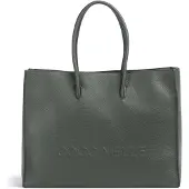 Coccinelle Leren Schoudertas Maxi Log Handbag Grained Leather Alga Donkergroen