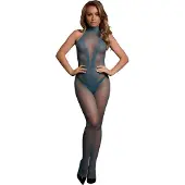 Le Désir - Bodystocking van visnet en kant - Ocean Blue Plus Size