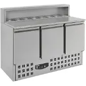 CombiSteel Pizzawerkbank 402L Met 3 Deuren (1/1 GN) - Boven 8x 1/6 GN - 1368x700x1090mm - Horeca Oven