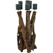 HSM Collection Kaarsenhouder 6 Kaarsen | HSM Collection hout naturel 35x65x35 cm kandelaars | NADUVI