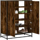 vidaXL Schoenenkast 75x38x97,5 cm bewerkt hout en metaal gerookt eiken