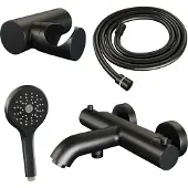 Brauer Black Edition thermostatische badkraan mat zwart set 4