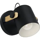 Eglo Hornwood Wandlamp - 1 lichts - Ø17cm. - E27 - Hout/zwart - FSC Hout