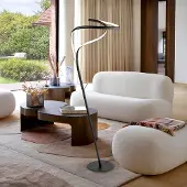 Schuller Valencia LED-vloerlamp Danza, dimbaar, zwart, Woon-/ Eetkamer, metaal, Modern, LED vloerlamp