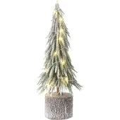 J-Line kerstboom a+led kunststof sneeuw medium 12x12x45cm